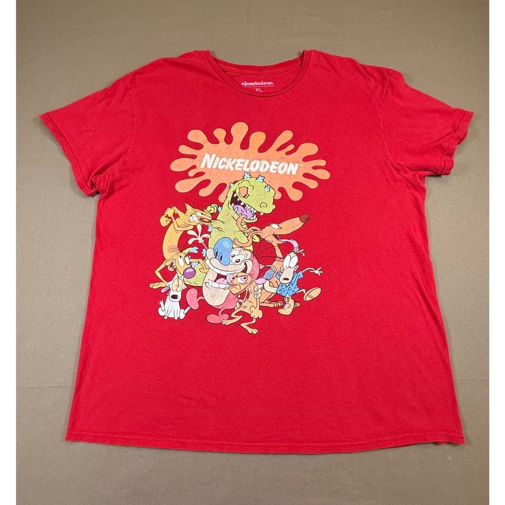 Nickelodeon 90s‎ Vintage Cartoon T Shirt Red XL Ren Stimpy Rugrats Retro